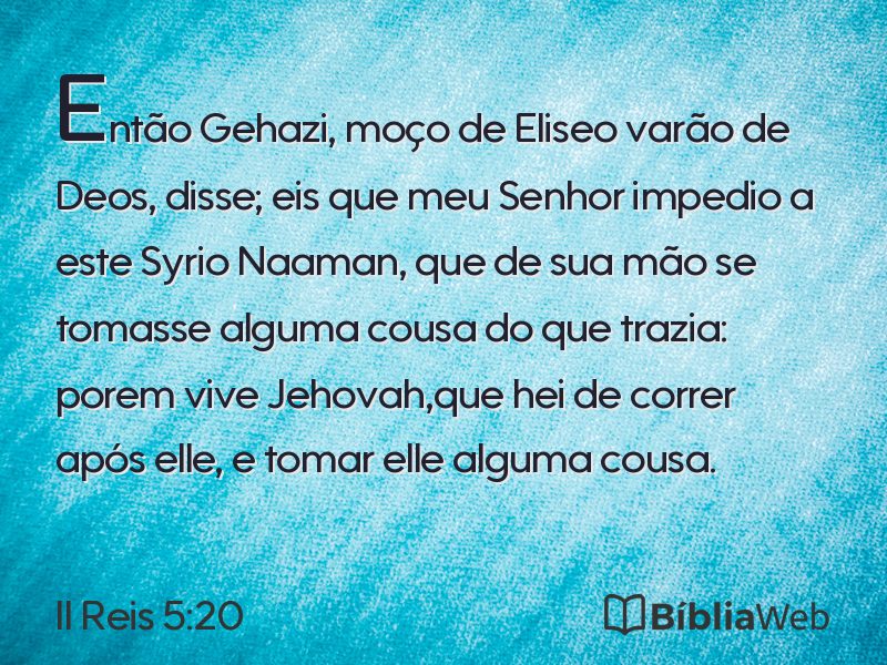 II Reis 5:20 em imagem para compartilhar
