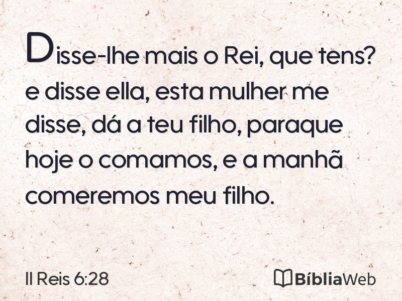 II Reis 6:28 em imagem para compartilhar