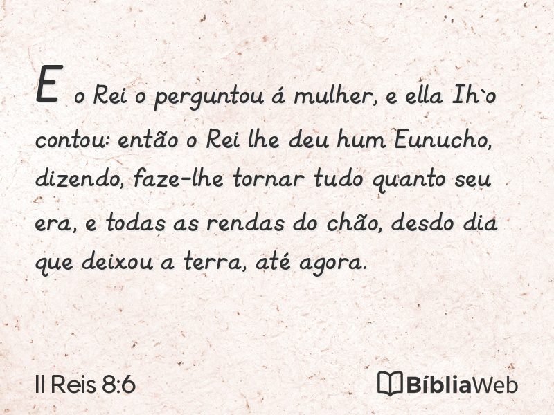 II Reis 8:6 em imagem para compartilhar