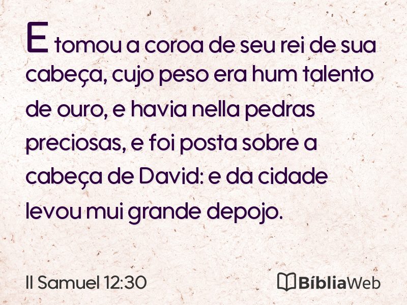 II Samuel 12:30 em imagem para compartilhar
