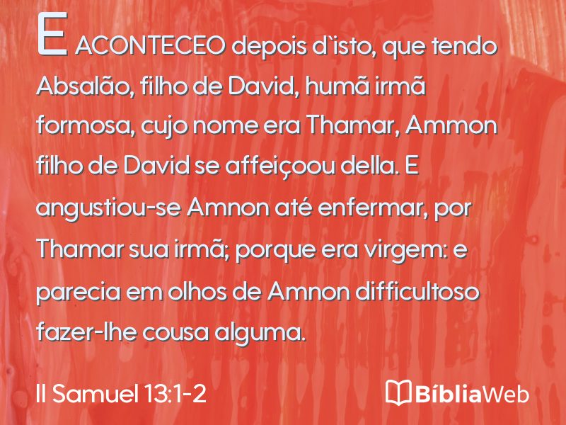 II Samuel 13:1-2 em imagem para compartilhar