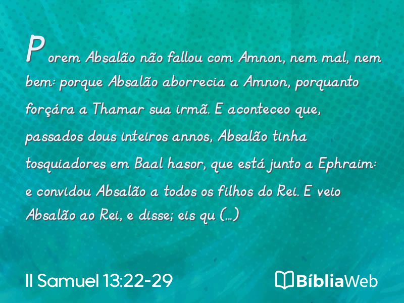 II Samuel 13:22-29 em imagem para compartilhar