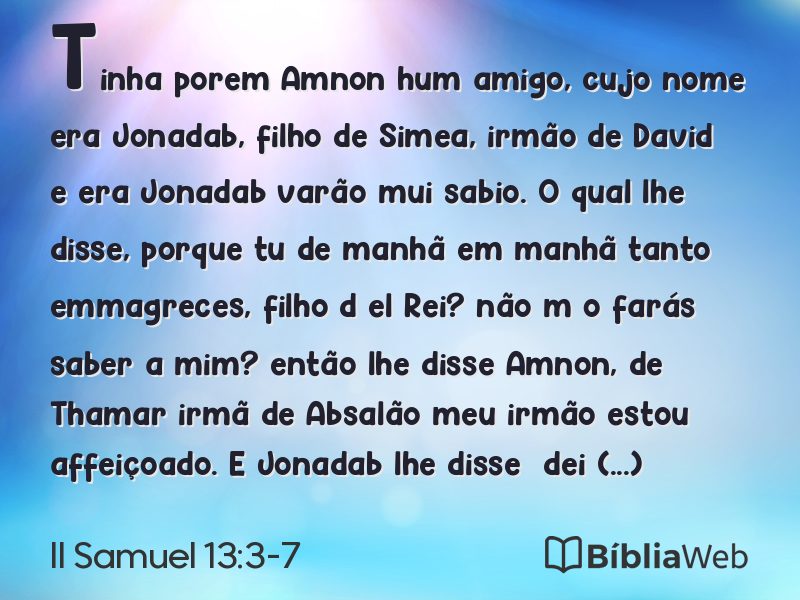 II Samuel 13:3-7 em imagem para compartilhar