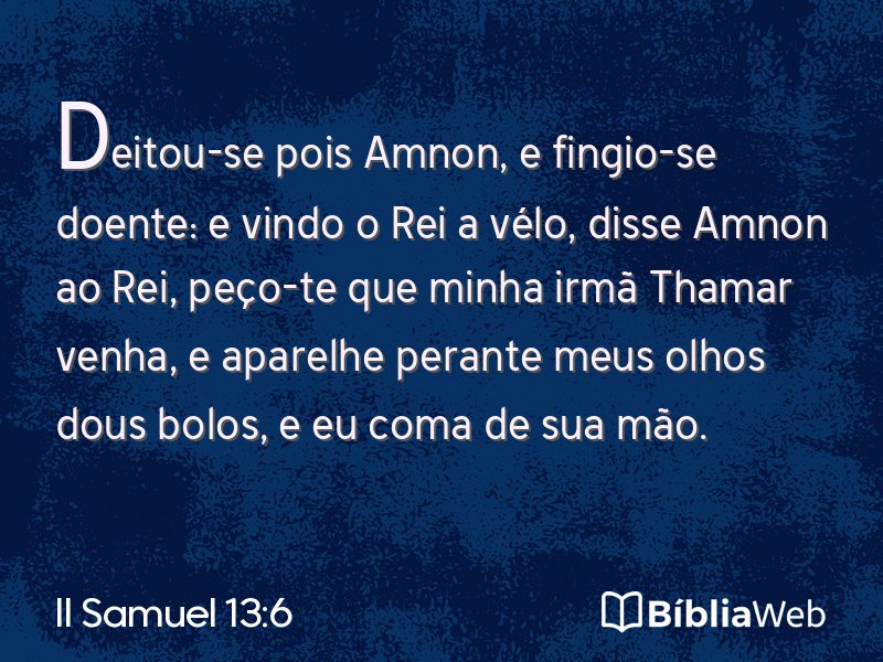 II Samuel 13:6 em imagem para compartilhar