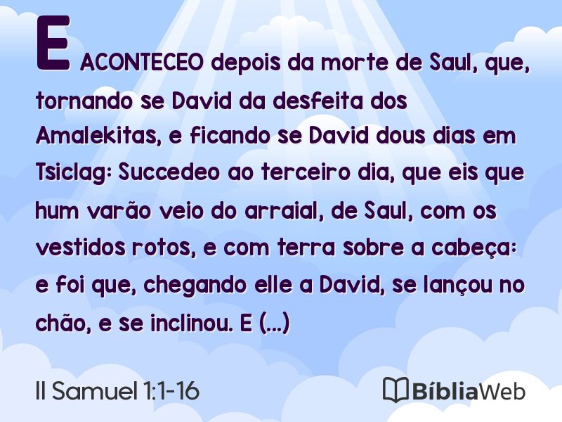 II Samuel 1:1-16 em imagem para compartilhar