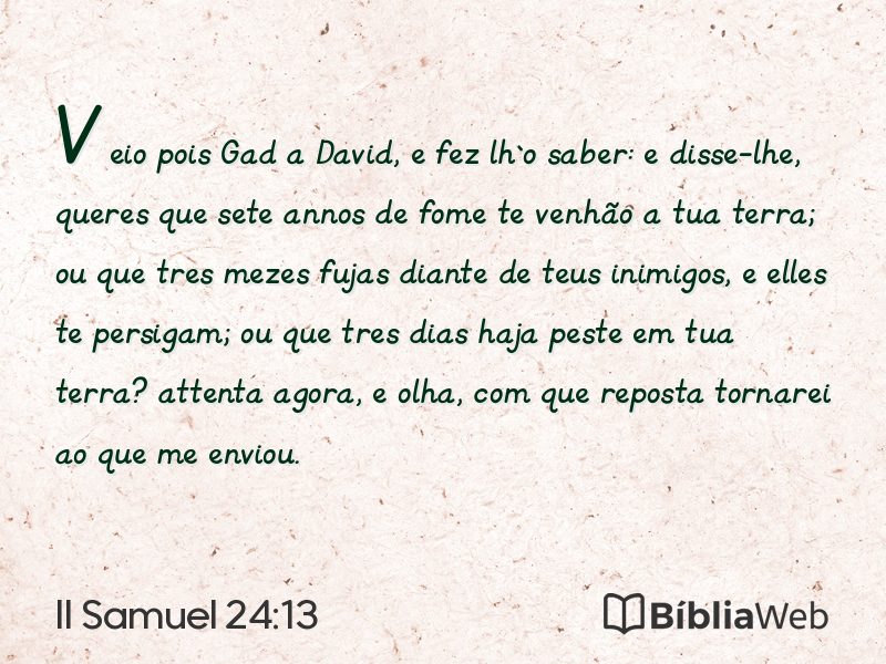 II Samuel 24:13 em imagem para compartilhar