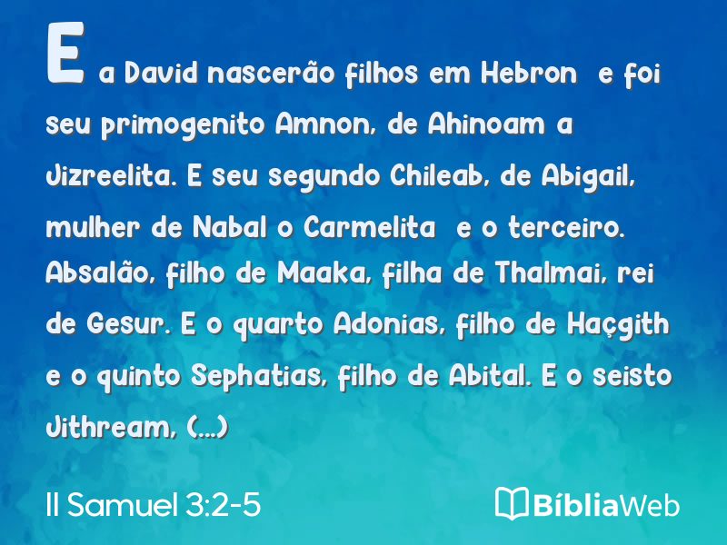 II Samuel 3:2-5 em imagem para compartilhar