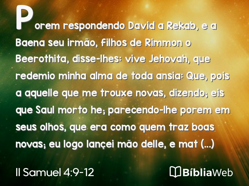 II Samuel 4:9-12 em imagem para compartilhar