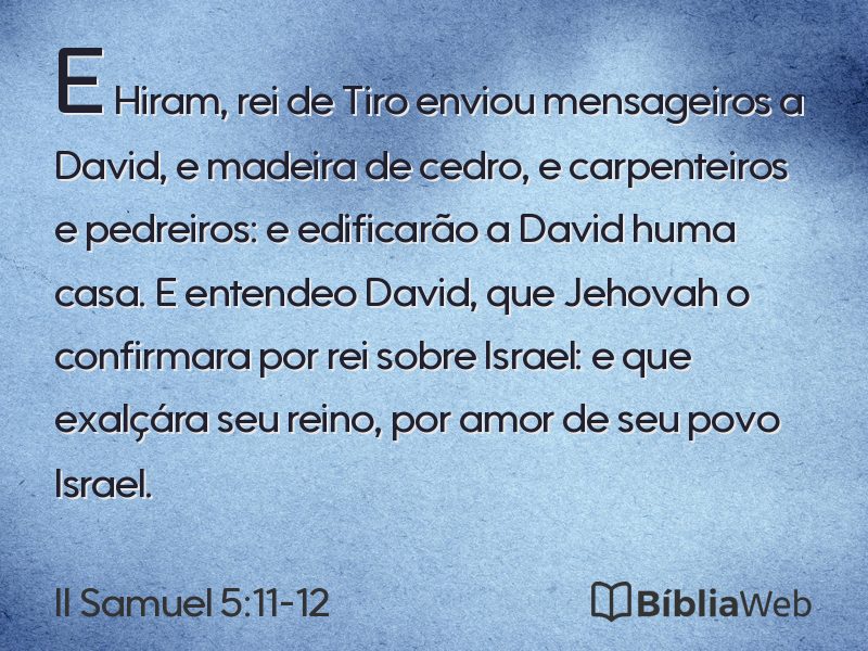 II Samuel 5:11-12 em imagem para compartilhar