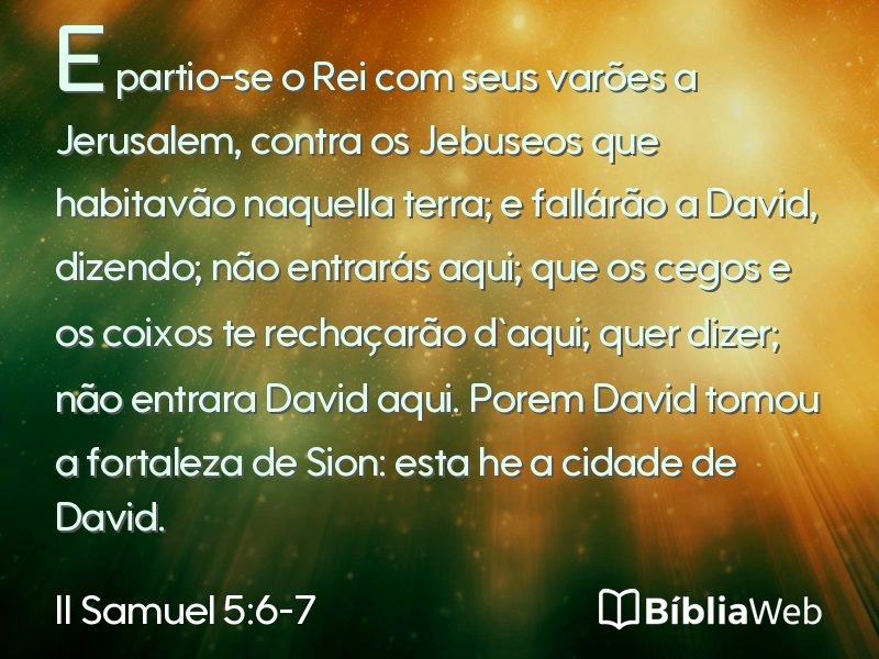 II Samuel 5:6-7 em imagem para compartilhar