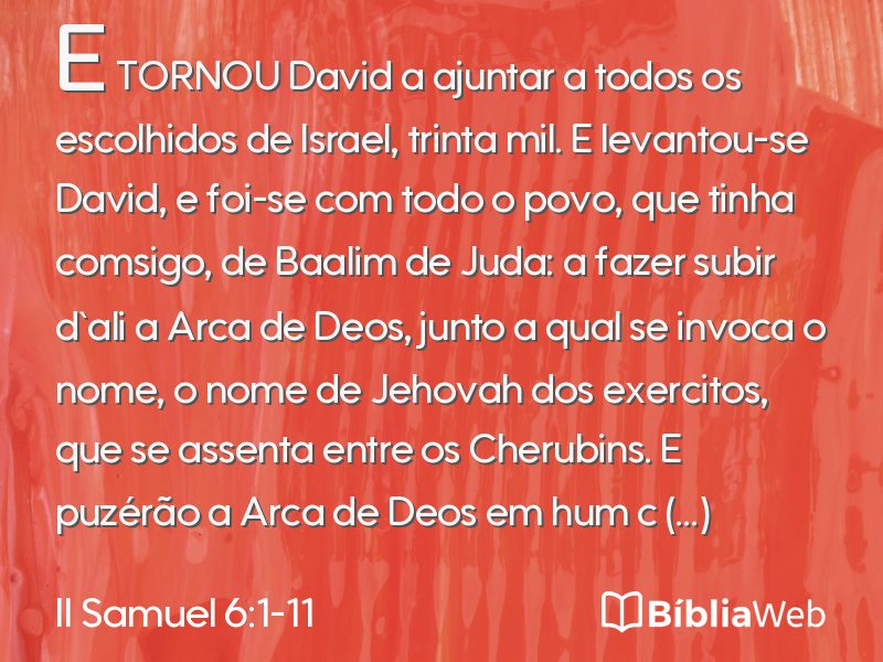 II Samuel 6:1-11 em imagem para compartilhar