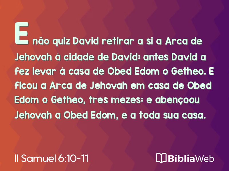 II Samuel 6:10-11 em imagem para compartilhar