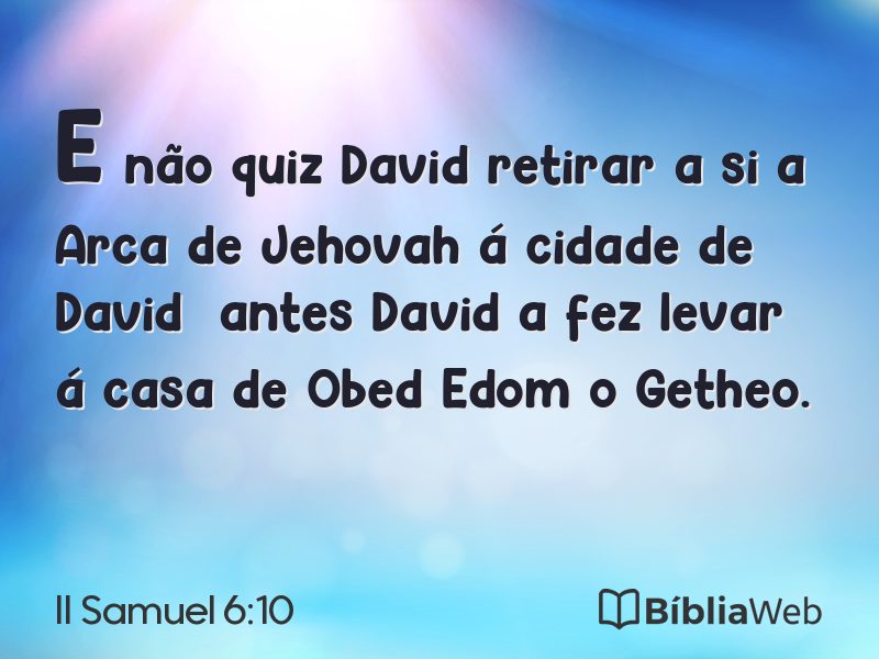 II Samuel 6:10 em imagem para compartilhar