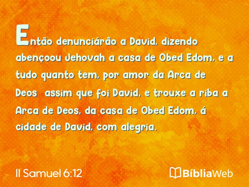 II Samuel 6:12 em imagem para compartilhar