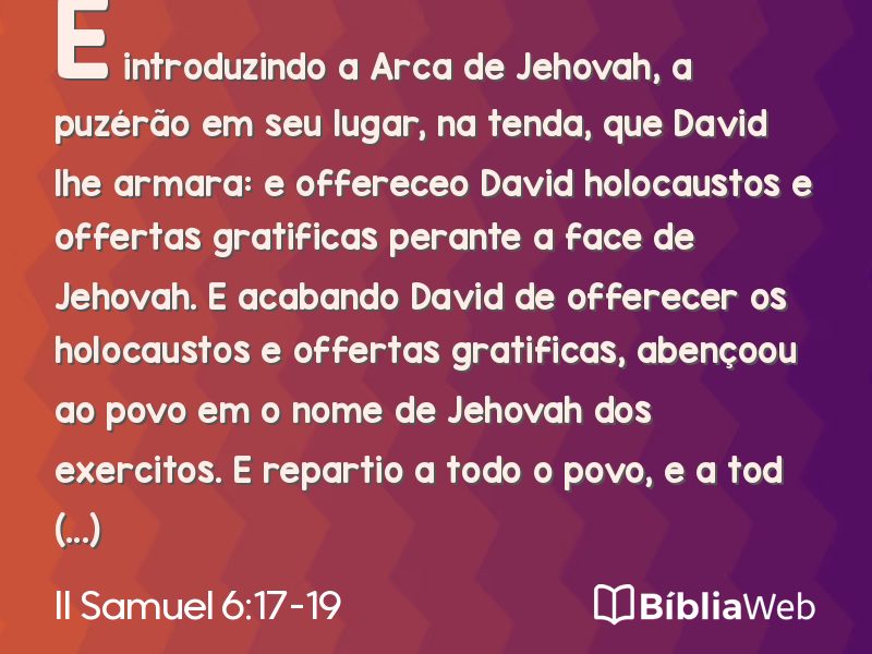 II Samuel 6:17-19 em imagem para compartilhar