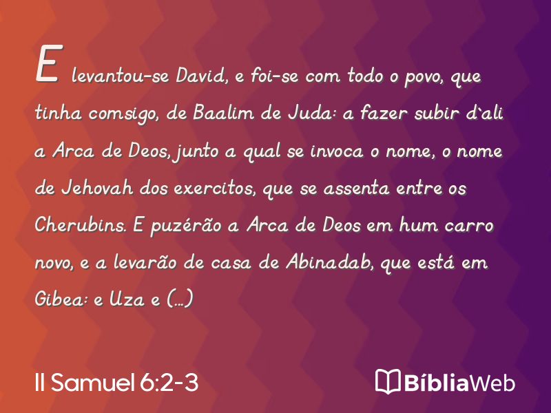 II Samuel 6:2-3 em imagem para compartilhar