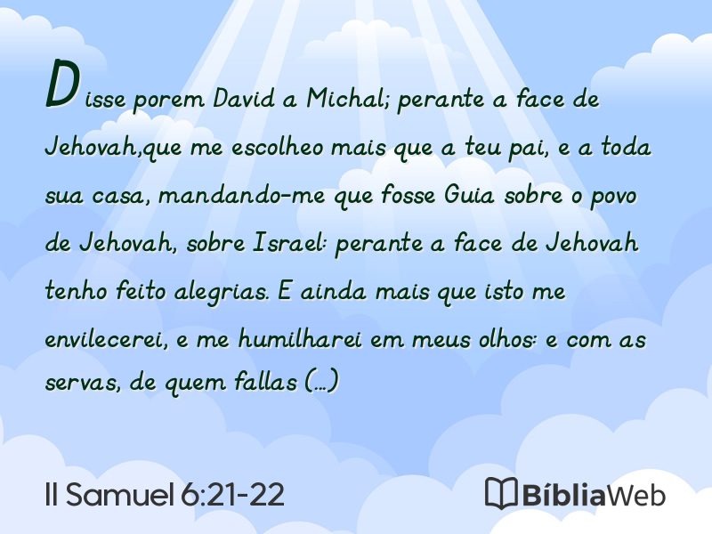 II Samuel 6:21-22 em imagem para compartilhar
