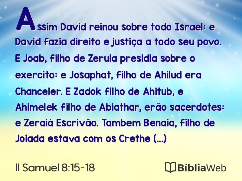 II Samuel 8:15-18 em imagem para compartilhar