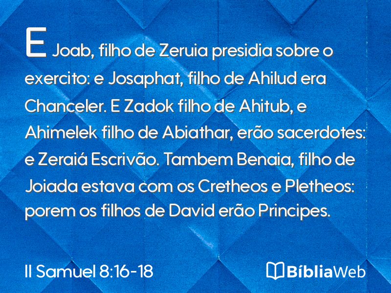 II Samuel 8:16-18 em imagem para compartilhar
