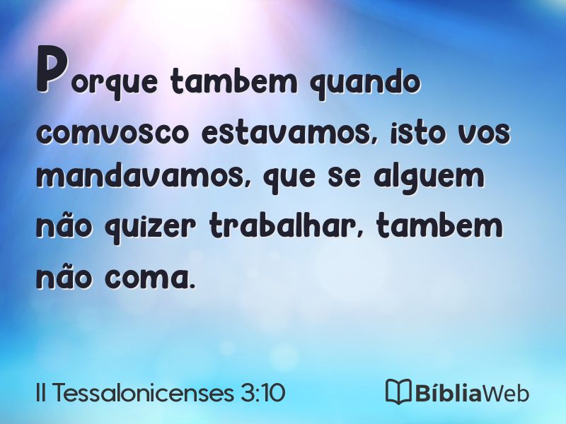 II Tessalonicenses 3:10 em imagem para compartilhar