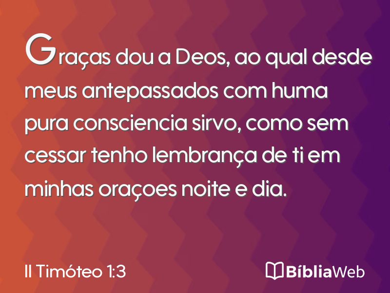 II Timóteo 1:3 em imagem para compartilhar