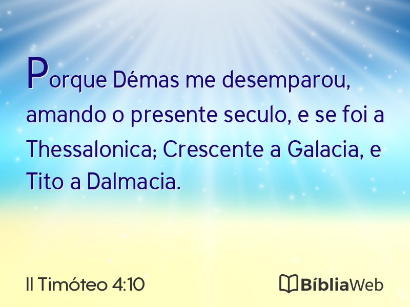 II Timóteo 4:10 em imagem para compartilhar