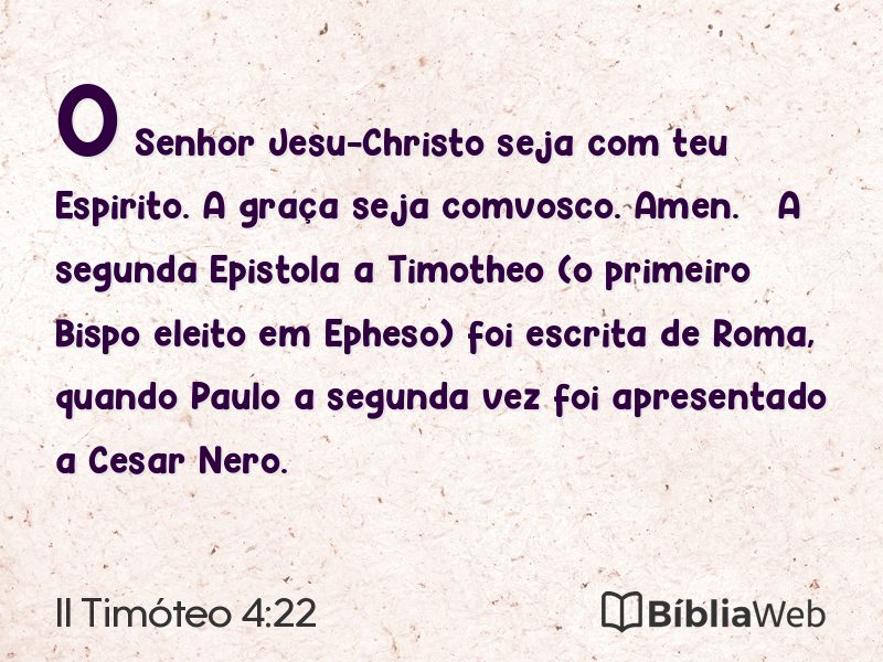 II Timóteo 4:22 em imagem para compartilhar