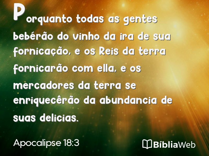 Apocalipse 18:3 em imagem para compartilhar