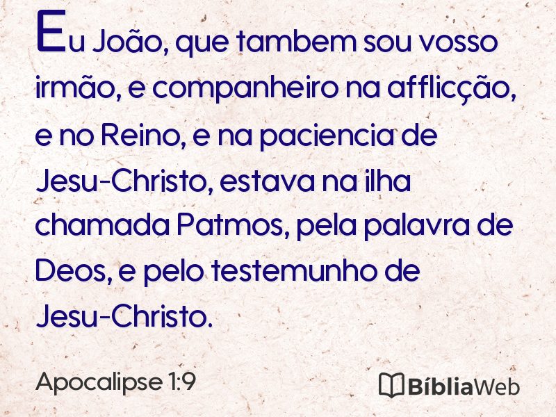 Apocalipse 1:9 em imagem para compartilhar
