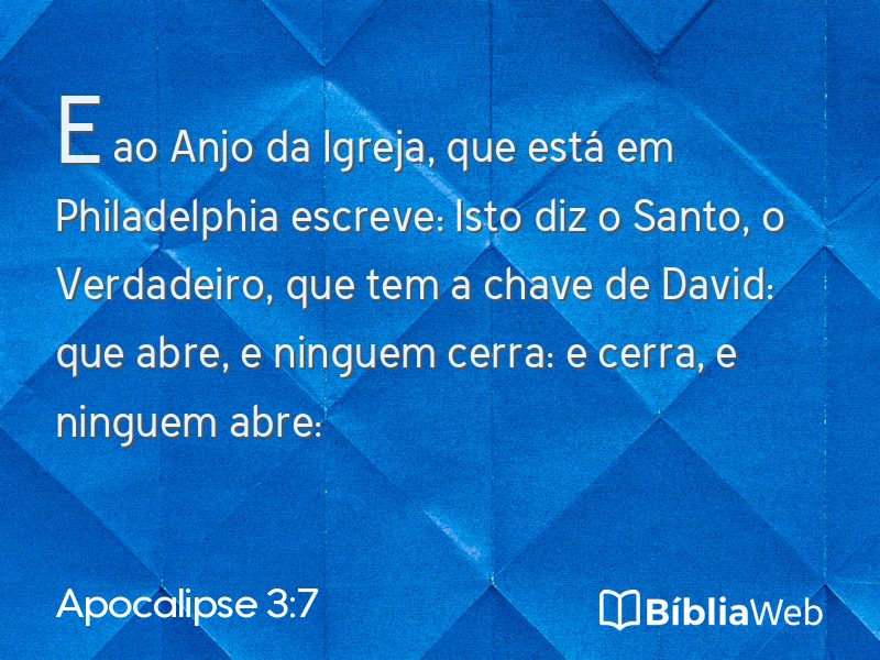 Apocalipse 3:7 em imagem para compartilhar