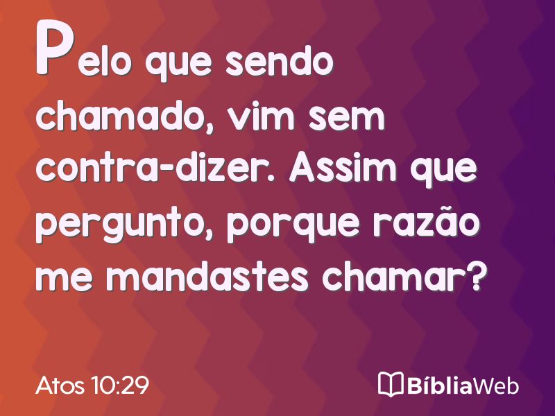 Atos 10:29 em imagem para compartilhar