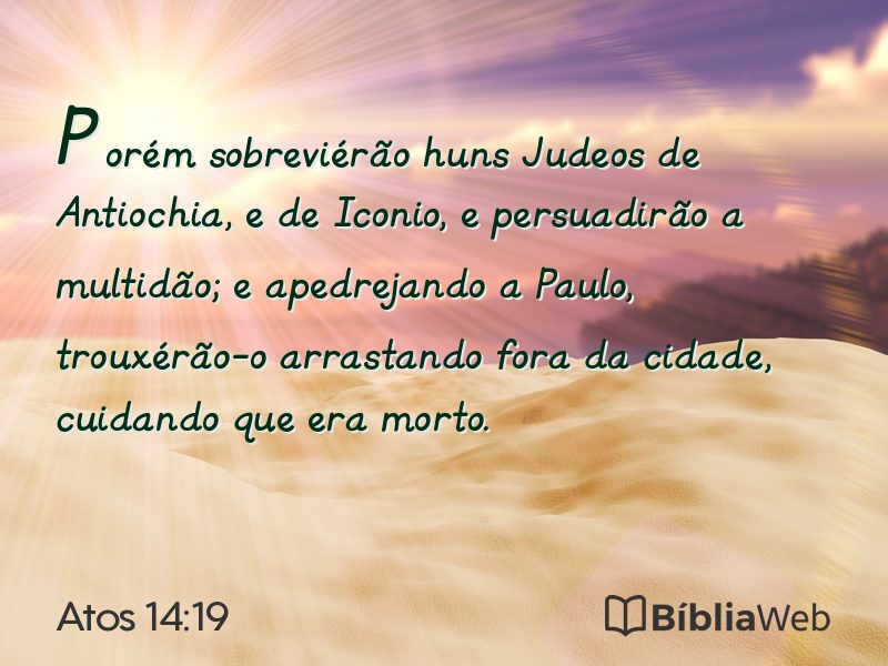 Atos 14:19 em imagem para compartilhar