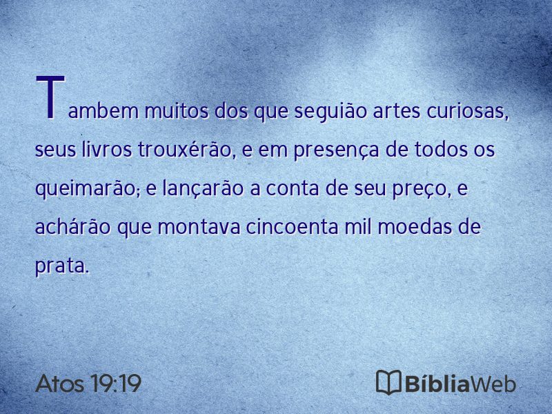 Atos 19:19 em imagem para compartilhar