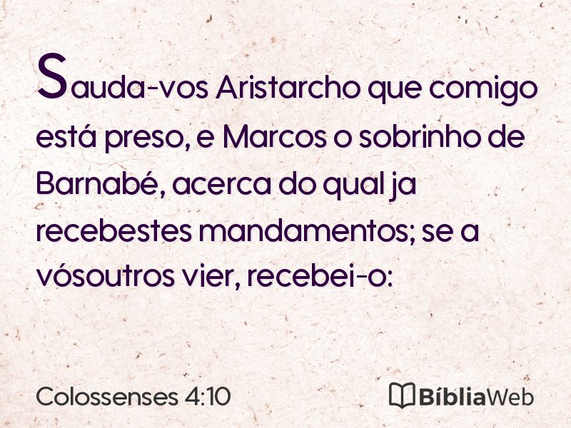 Colossenses 4:10 em imagem para compartilhar