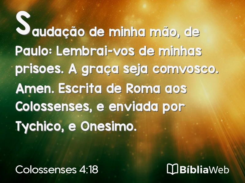 Colossenses 4:18 em imagem para compartilhar
