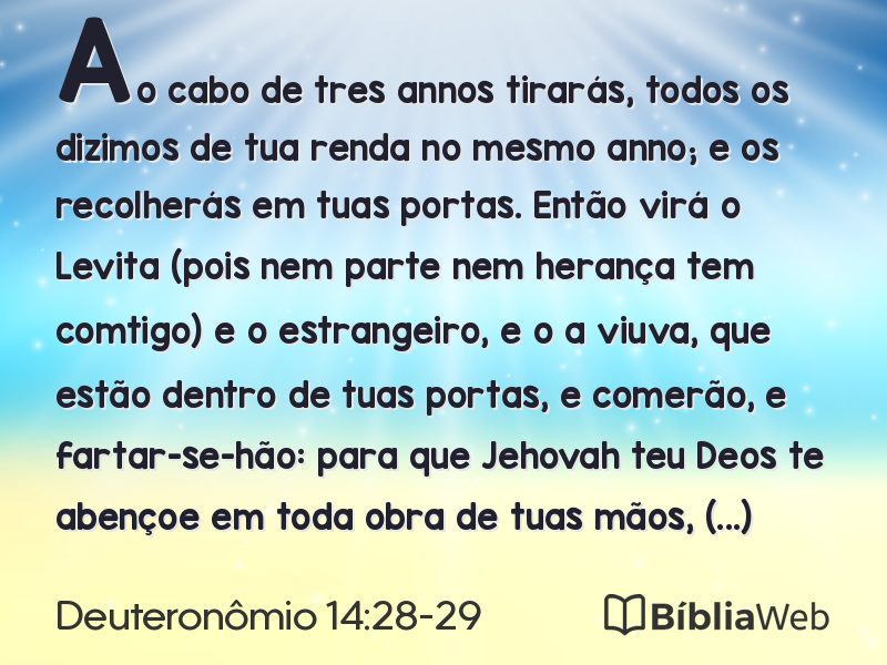 Deuteronômio 14:28-29 em imagem para compartilhar