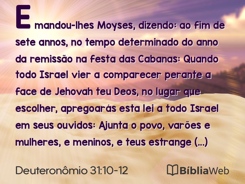 Deuteronômio 31:10-12 em imagem para compartilhar