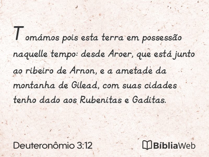 Deuteronômio 3:12 em imagem para compartilhar