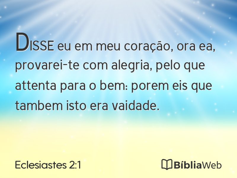 Eclesiastes 2:1 em imagem para compartilhar