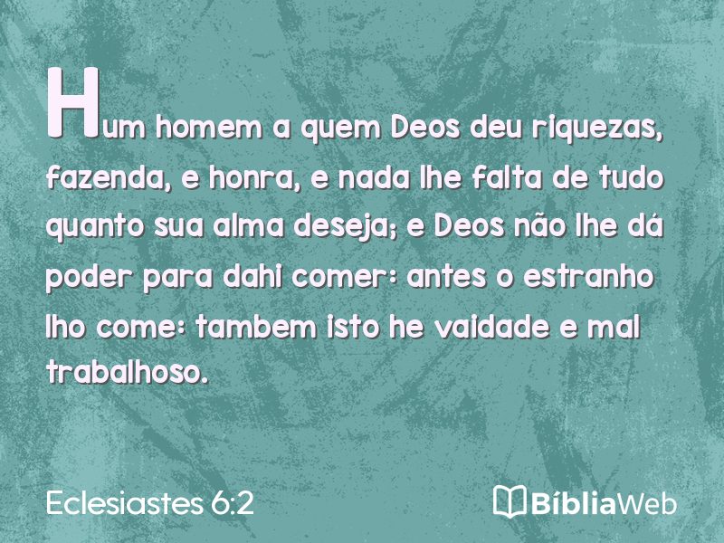 Eclesiastes 6:2 em imagem para compartilhar