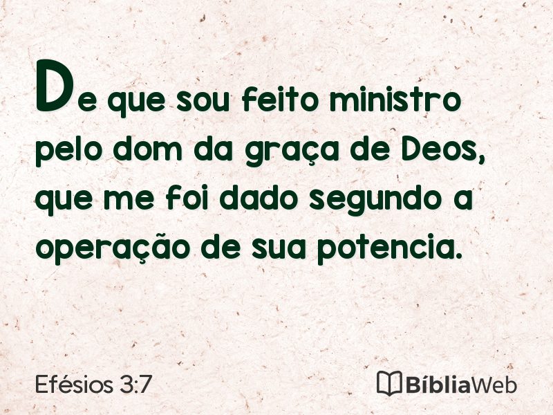 Efésios 3:7 em imagem para compartilhar