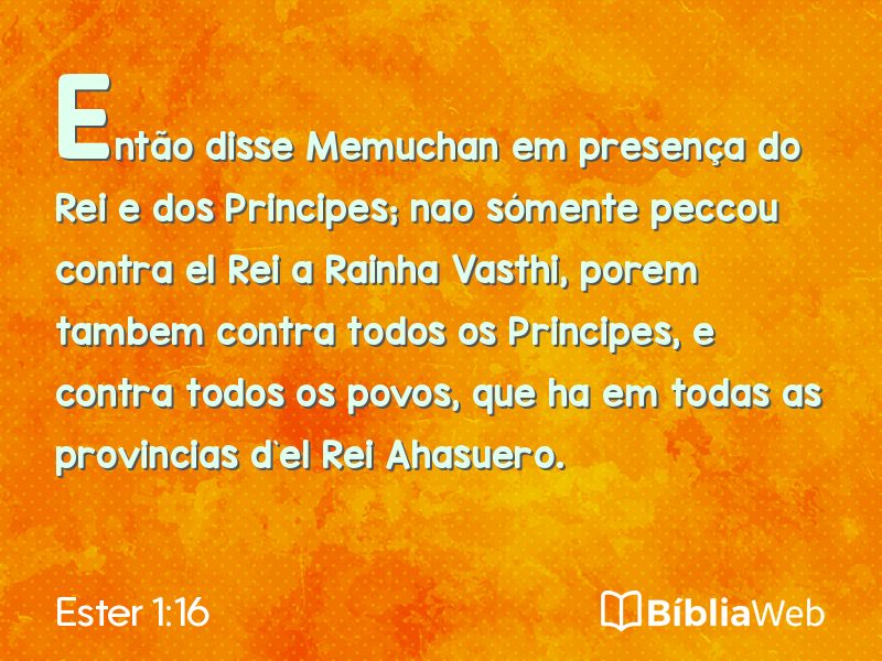 Ester 1:16 em imagem para compartilhar