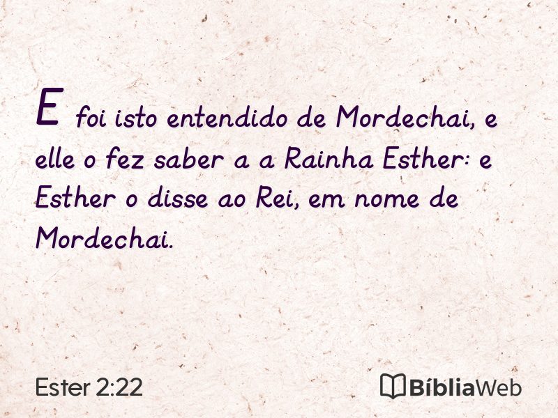 Ester 2:22 em imagem para compartilhar