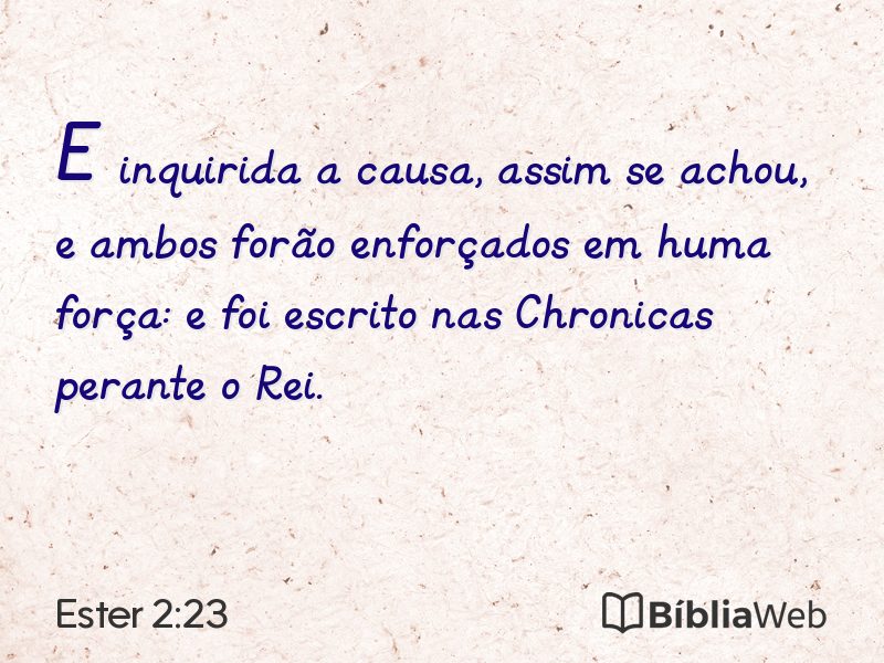 Ester 2:23 em imagem para compartilhar