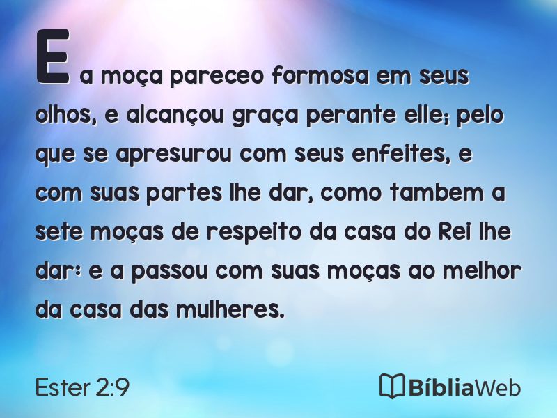 Ester 2:9 em imagem para compartilhar