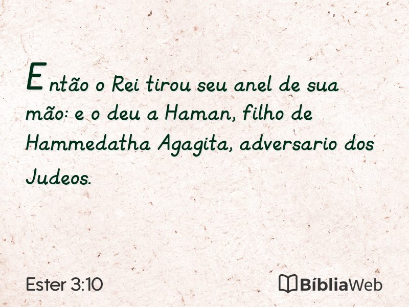 Ester 3:10 em imagem para compartilhar