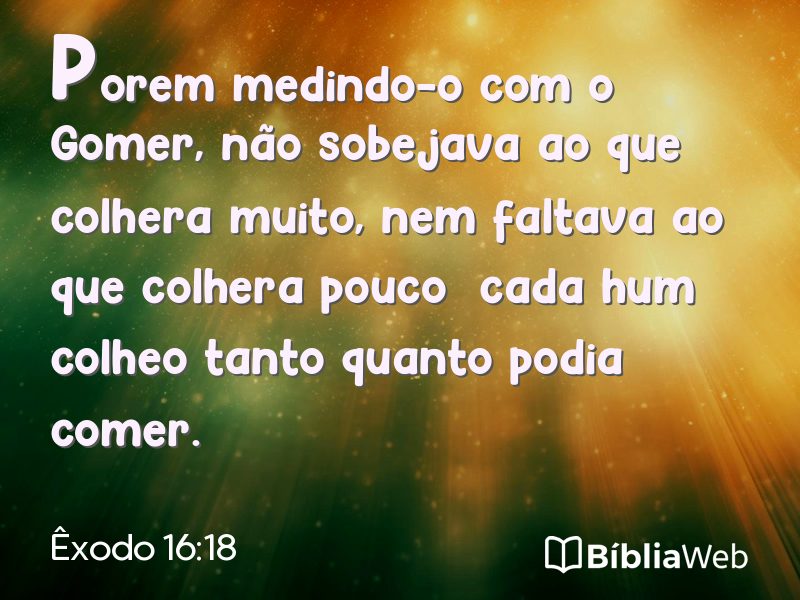 Êxodo 16:18 em imagem para compartilhar