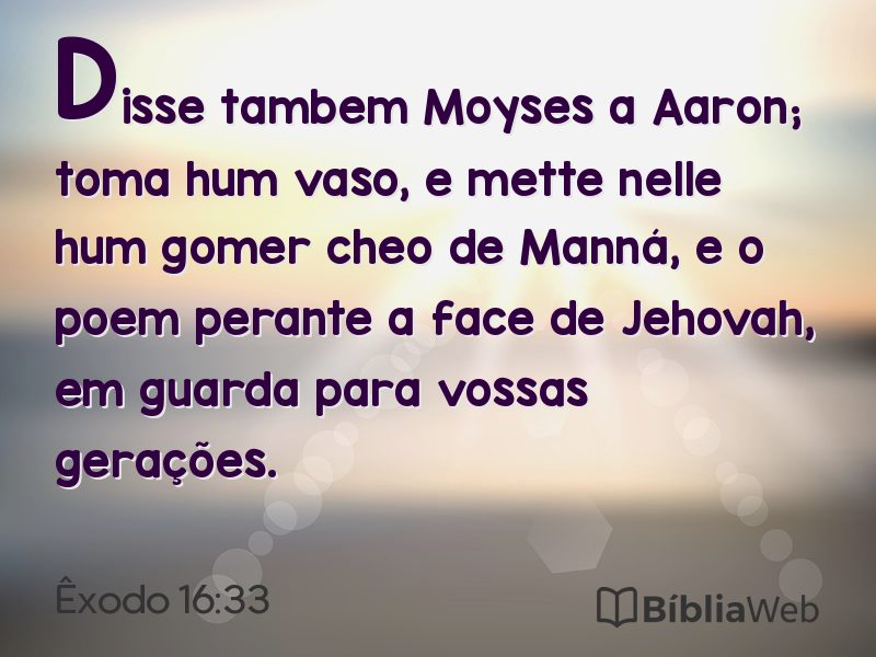 Êxodo 16:33 em imagem para compartilhar