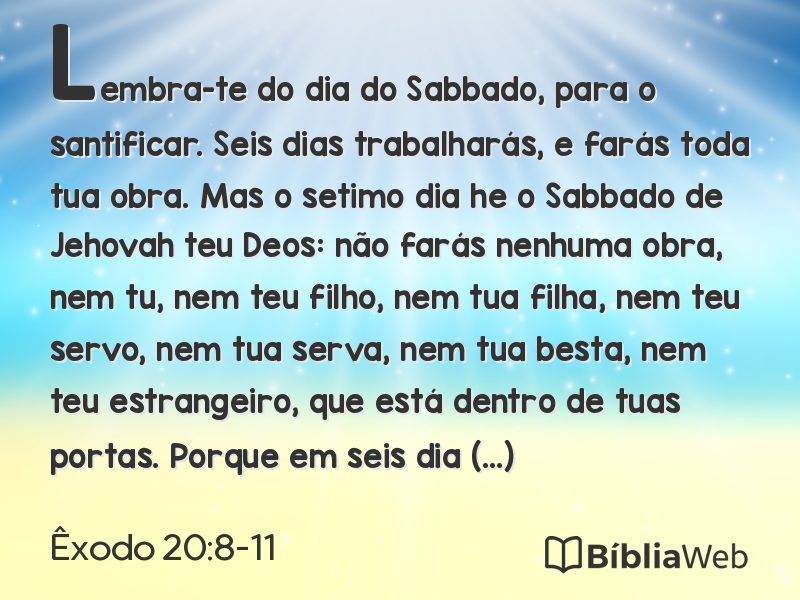 Êxodo 20:8-11 em imagem para compartilhar
