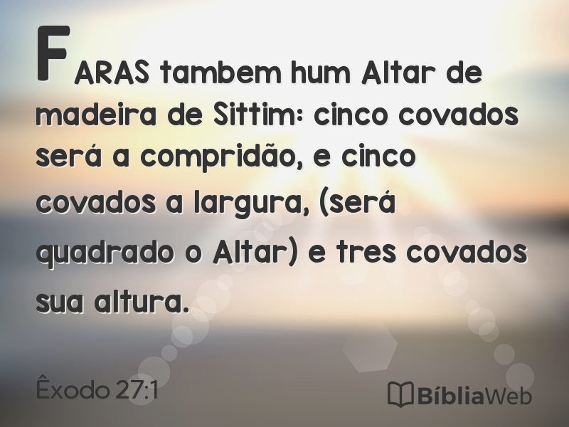 Êxodo 27:1 em imagem para compartilhar